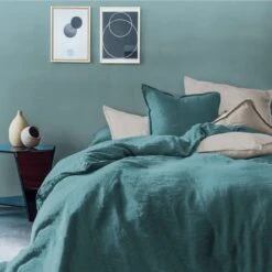 Matt & Rose Set Kussenslopen Groen - 65 X 65 Cm - 100% Linnen -Knusse Nacht 1000038495 0102