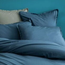 Matt & Rose Set Kussenslopen Blauw - 65 X 65 Cm - Gewassen Katoen -Knusse Nacht 1000038496 0101