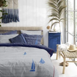 Cinderella Dekbedovertrek Boats - Katoen - 200x200/220 Cm - Deep Blue -Knusse Nacht 1000042987 0103
