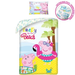 Peppa Pig Dekbedovertrek Ready For The Beach - 140 X 200 Cm - Katoen -Knusse Nacht 1000044580 0102