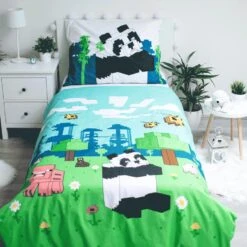 Minecraft Dekbedovertrek Explore Overworld - Eenpersoons - 140 X 200 Cm - Katoen -Knusse Nacht 1000044600 0101