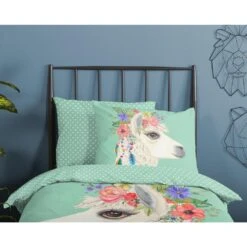 Good Morning Dekbedovertrek "Joey" - Mint - (140x220 Cm) -Knusse Nacht 1000045507 0110