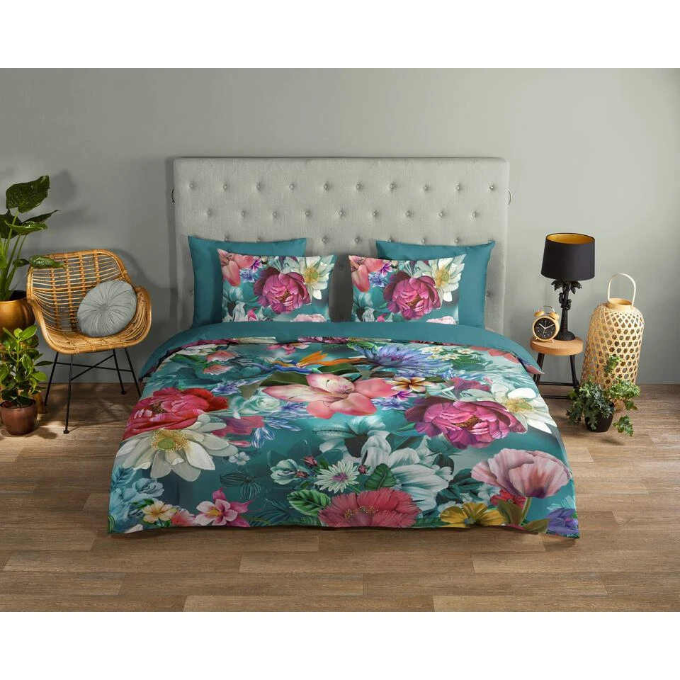 Good Morning Dekbedovertrek "Tiandra" - Petrol - (200x220 Cm) 4 Good Morning Dekbedovertrek "Tiandra" - Petrol - (200x220 Cm) - Afbeelding 2