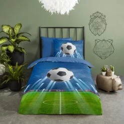 Good Morning Dekbedovertrek "Goal" - Blauw - (140x220 Cm) -Knusse Nacht 1000045549 0102