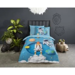 Good Morning Dekbedovertrek "Spaceworld" - Blauw - (140x220 Cm) -Knusse Nacht 1000045565 0101