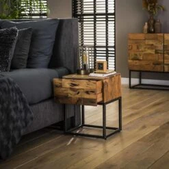 Industrieel Nachtkastje Mill Acaciahout 1 Lade - 35x40x50 Cm - Hout - Bruin -Knusse Nacht 1000048441 0101