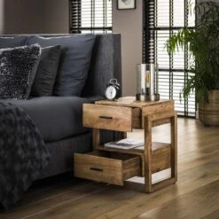 Nachtkastje 2 Lades Mangohout Kobi - 40x45x55 Cm - Mangohout - Bruin 7 Nachtkastje 2 Lades Mangohout Kobi - 40x45x55 Cm - Mangohout - Bruin -Knusse Nacht 1000048444 0101