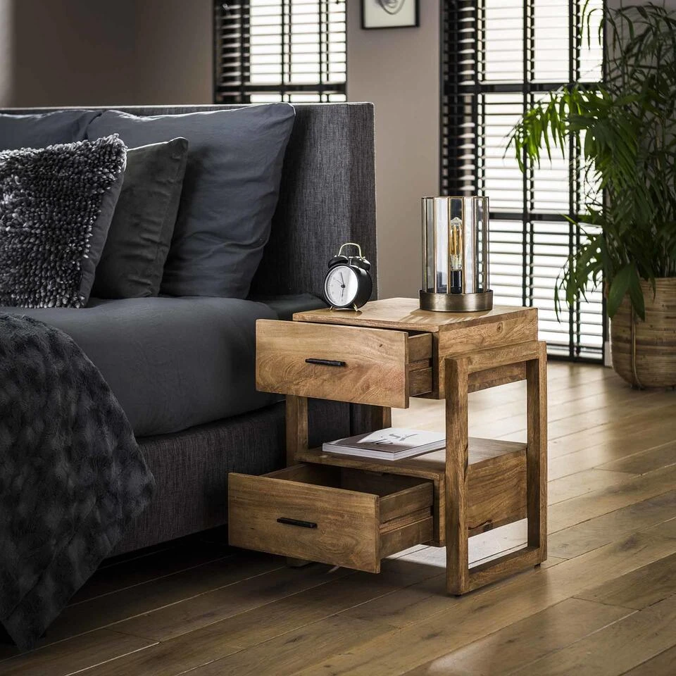 Nachtkastje 2 Lades Mangohout Kobi - 40x45x55 Cm - Mangohout - Bruin 4 Nachtkastje 2 Lades Mangohout Kobi - 40x45x55 Cm - Mangohout - Bruin - Afbeelding 2