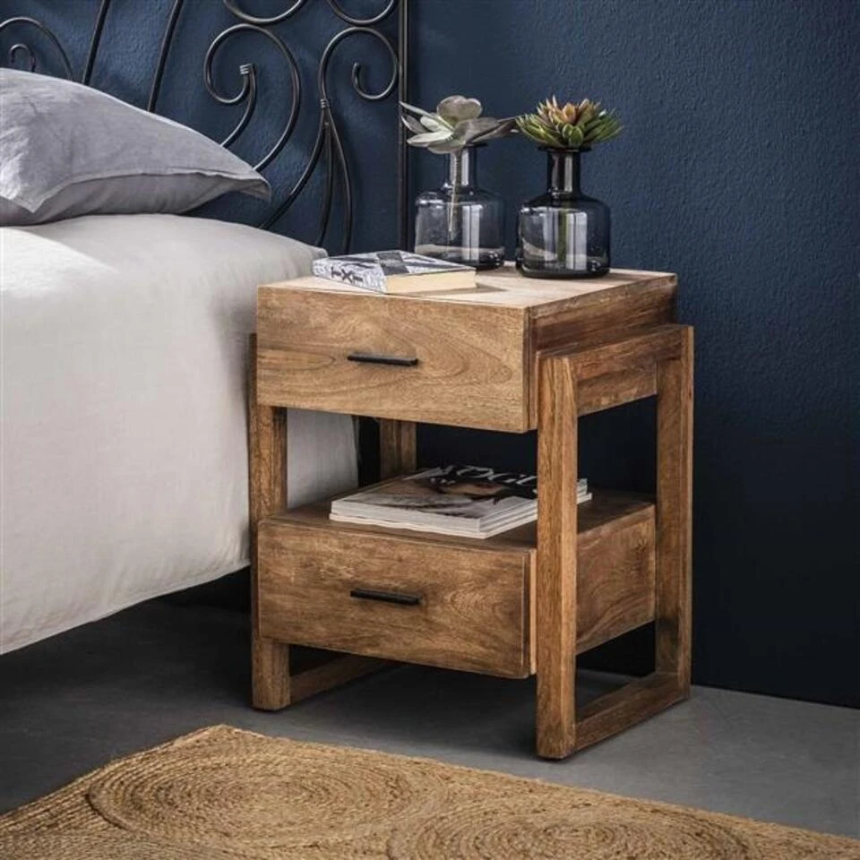 Nachtkastje 2 Lades Mangohout Kobi - 40x45x55 Cm - Mangohout - Bruin 5 Nachtkastje 2 Lades Mangohout Kobi - 40x45x55 Cm - Mangohout - Bruin - Afbeelding 3