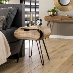 Hoyz - Nachtkastje Barrel Met 1 Lade - Bruin - 50x35x60 -Knusse Nacht 1000048448 0102