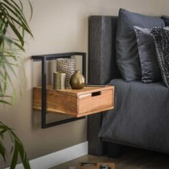 Hoyz - Hangend Nachtkastje - 1 Lade - Air Solid - Bruin -Knusse Nacht 1000048830 0101