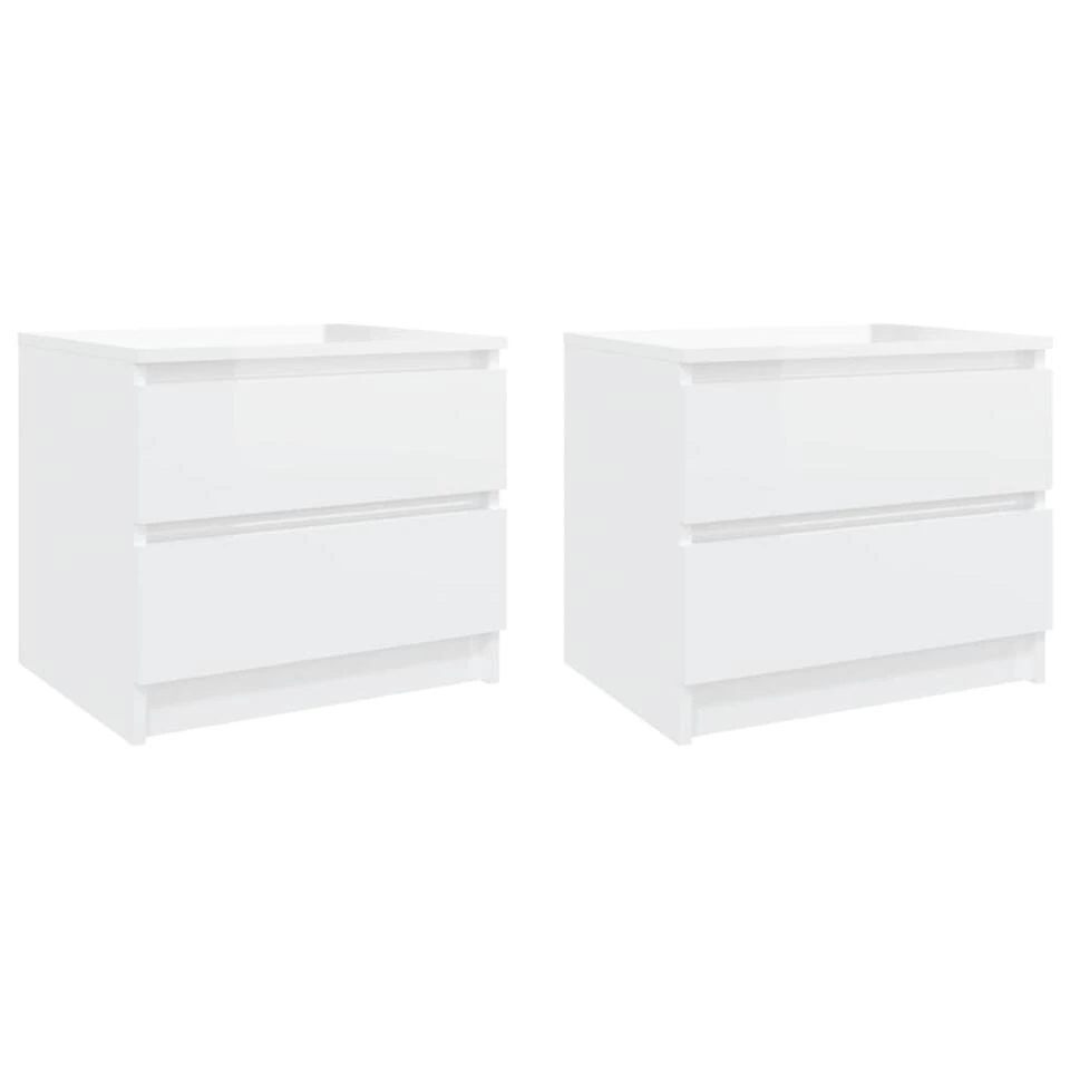 VidaXL Nachtkastjes 2 St 50x39x43,5 Cm Spaanplaat Hoogglans Wit 3 VidaXL Nachtkastjes 2 St 50x39x43,5 Cm Spaanplaat Hoogglans Wit