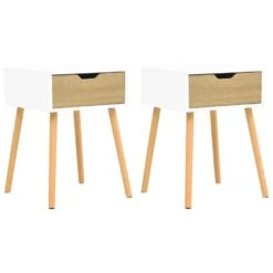 VidaXL Nachtkastjes 2 St 40x40x56 Cm Spaanplaat Wit En Sonoma Eiken