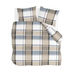 Byrklund - Dekbedovertrek Big Squares - 200x220 Cm - Zand -Knusse Nacht 1000052527 0100