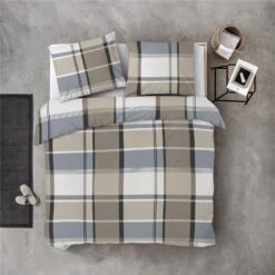 Byrklund - Dekbedovertrek Big Squares - 200x220 Cm - Zand -Knusse Nacht 1000052527 0102