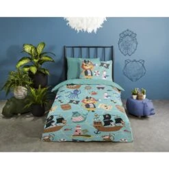 Good Morning Dekbedovertrek "Pirates" - Aqua - (140x220 Cm) -Knusse Nacht 1000052563 0101