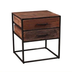 Giga Meubel Nachtkastje Hardhout - Stalen Frame - 2 Lades - Kast Float