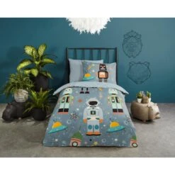 Good Morning Dekbedovertrek "Spacemen" - Grijs - (140x220 Cm) -Knusse Nacht 1000054467 0101