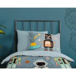 Good Morning Dekbedovertrek "Spacemen" - Grijs - (140x220 Cm) -Knusse Nacht 1000054467 0110