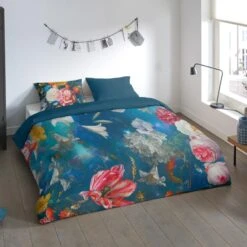 Pure Dekbedovertrek "Space Flowers" - Blauw - (200x220 Cm) -Knusse Nacht 1000054760 0101