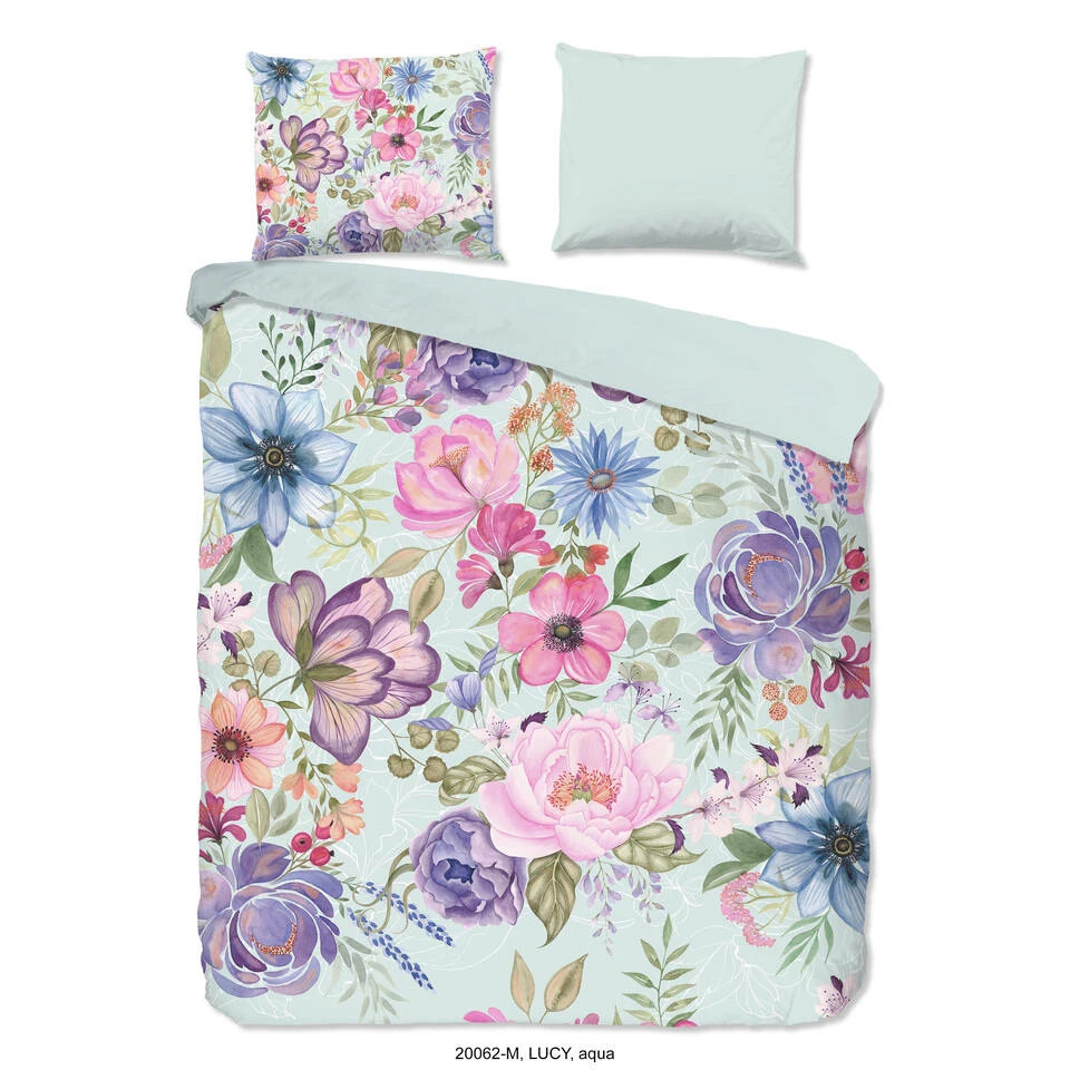 Pure Dekbedovertrek "Lucy" - Aqua - (200x220 Cm) 3 Pure Dekbedovertrek "Lucy" - Aqua - (200x220 Cm)