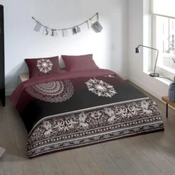 Pure Dekbedovertrek "Asiya" - Bordeaux - (200x220 Cm) -Knusse Nacht 1000054822 0101