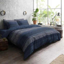 Cinderella Astor - Dekbedovertrek - Katoen - 140x200/220 Cm - Jeans Blue -Knusse Nacht 1000055037 0101