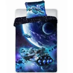 Astronaut Dekbedovertrek, Ruimteschip - Eenpersoons - 140 X 200 Cm - Katoen