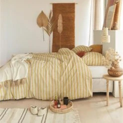 Ariadne At Home Dekbedovertrek Knit Stripes Yellow-1-persoons (140 X 200/220 Cm) -Knusse Nacht 1000057353 0103