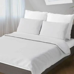 Romanette Flanellen Dekbedovertrek Duchesse Zilver/Wit-140 X 200/220 Cm -Knusse Nacht 1000057384 0101