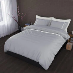 Romanette Flanellen Dekbedovertrek Duchesse Zilver/Wit-140 X 200/220 Cm -Knusse Nacht 1000057384 0102