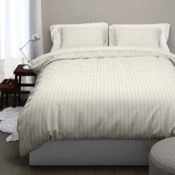 Satin D'Or Dekbedovertrek Streep Ivoor-1-persoons (140 X 200/220 Cm) -Knusse Nacht 1000058863 0102