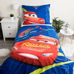 Disney Cars Dekbedovertrek, McQueen - Eenpersoons - 140 X 200 Cm - Katoen -Knusse Nacht 1000060455 0102