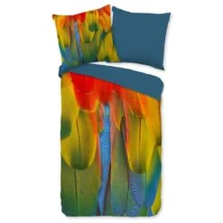 Pure Dekbedovertrek "Rainbow Feathers" - Multi - (140x220 Cm) -Knusse Nacht 1000060489 0102
