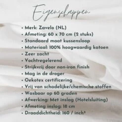 Zavelo Kussenslopen - Hotelkwaliteit - Set Van 2 Stuks - Roze - 60x70cm - 100... -Knusse Nacht 1000061753 0102