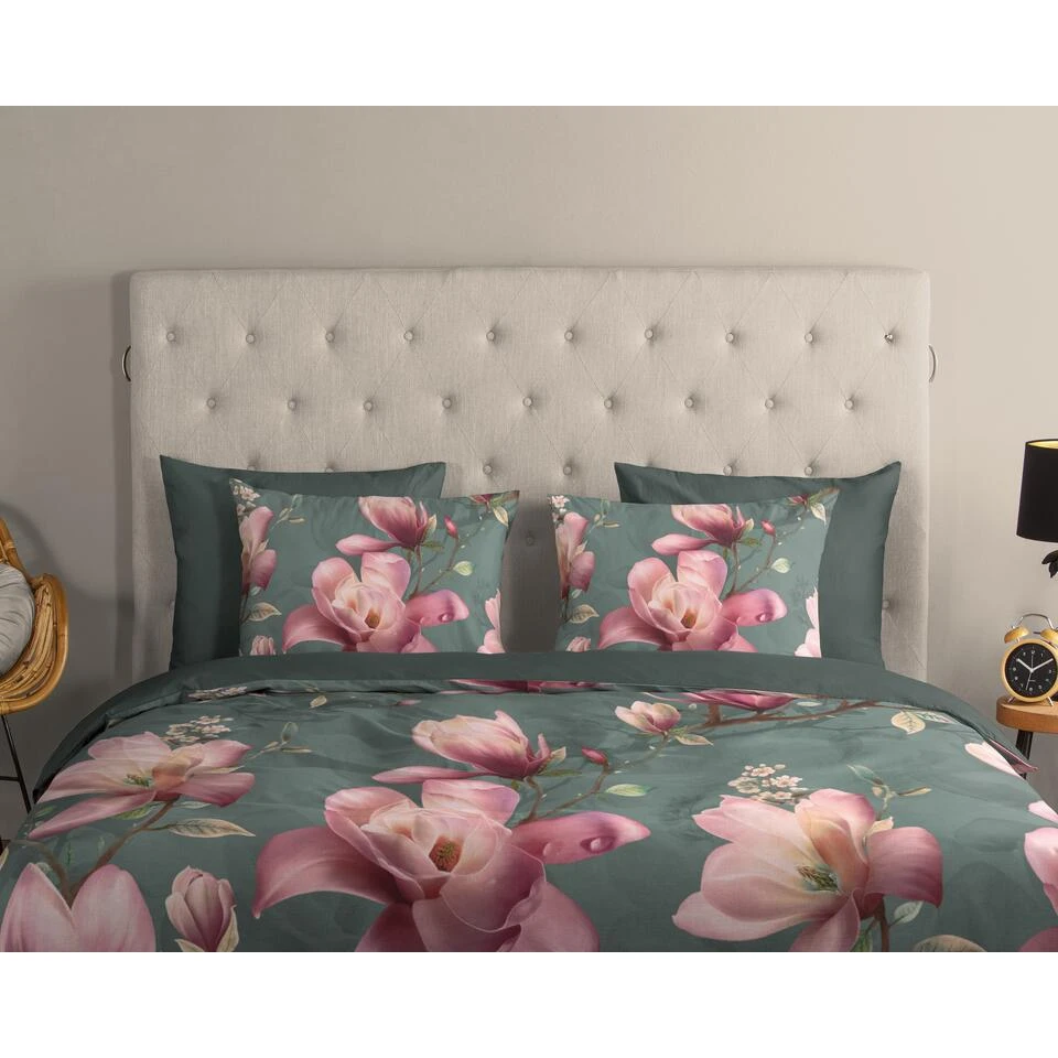 Good Morning Dekbedovertrek "Magnolia" - Groen - (200x220 Cm) 6 Good Morning Dekbedovertrek "Magnolia" - Groen - (200x220 Cm) - Afbeelding 4