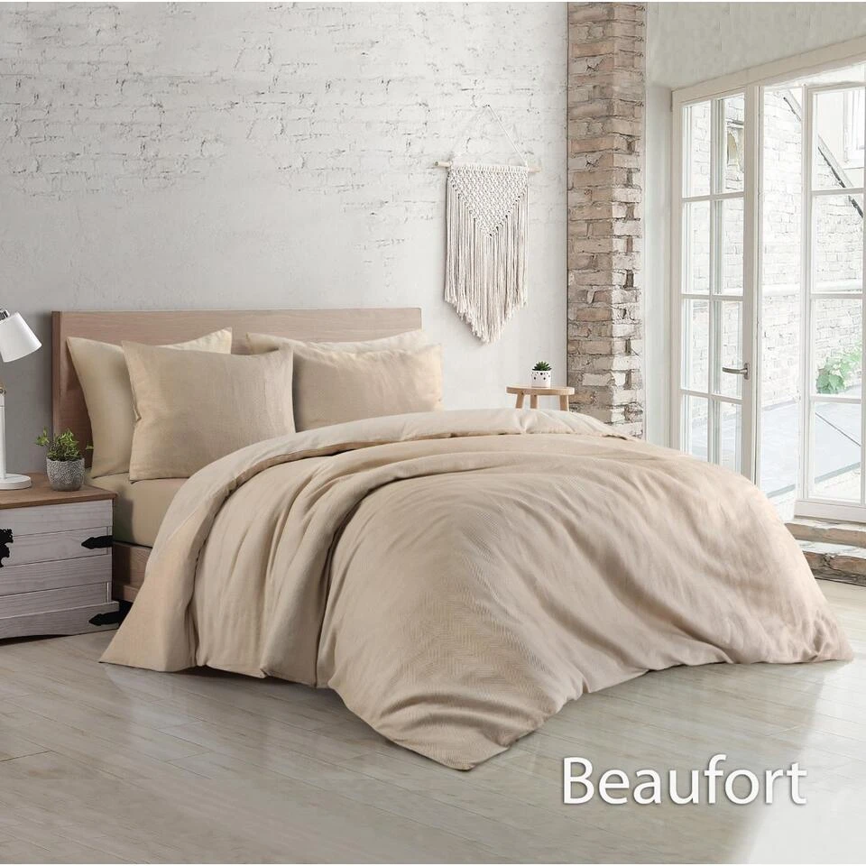 Papillon Dekbedovertrek Beaufort - 200x200/220 - Zand 4 Papillon Dekbedovertrek Beaufort - 200x200/220 - Zand - Afbeelding 2