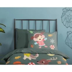 Good Morning Dekbedovertrek "Fun" - Groen - (140x220 Cm) -Knusse Nacht 1000068623 0110