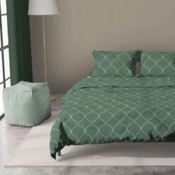 Romanette Flanellen Dekbedovertrek Murad Groen-2-persoons (200 X 200/220 Cm) -Knusse Nacht 1000071261 0102