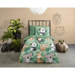 Good Morning Dekbedovertrek "Momo" - Groen - (140x220 Cm) 7 Good Morning Dekbedovertrek "Momo" - Groen - (140x220 Cm) -Knusse Nacht 1000080891 0101