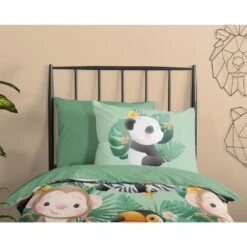 Good Morning Dekbedovertrek "Momo" - Groen - (140x220 Cm) 8 Good Morning Dekbedovertrek "Momo" - Groen - (140x220 Cm) -Knusse Nacht 1000080891 0110