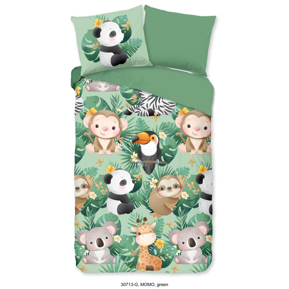 Good Morning Dekbedovertrek "Momo" - Groen - (140x220 Cm) 3 Good Morning Dekbedovertrek "Momo" - Groen - (140x220 Cm)
