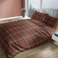Romanette Flanellen Dekbedovertrek Stirling Roestbruin-2-persoons (200 X 200/... -Knusse Nacht 1000087825 0101