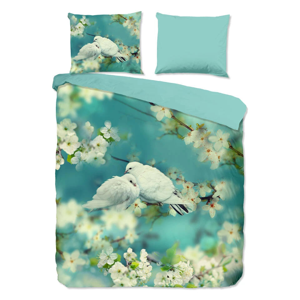 Good Morning Dekbedovertrek "Loving" - Aqua - (200x220 Cm) 3 Good Morning Dekbedovertrek "Loving" - Aqua - (200x220 Cm)