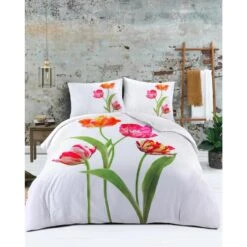 Papillon Dekbedovertrek Tulips - 200x200/220 Cm - Wit -Knusse Nacht 1000093556 0101