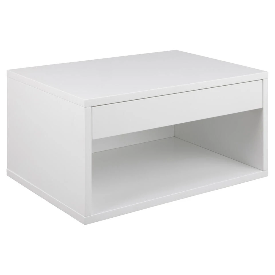 Sohome Hangend Nachtkastje Chantay - Met 1 Lade En Open Vak - Wit 3 Sohome Hangend Nachtkastje Chantay - Met 1 Lade En Open Vak - Wit