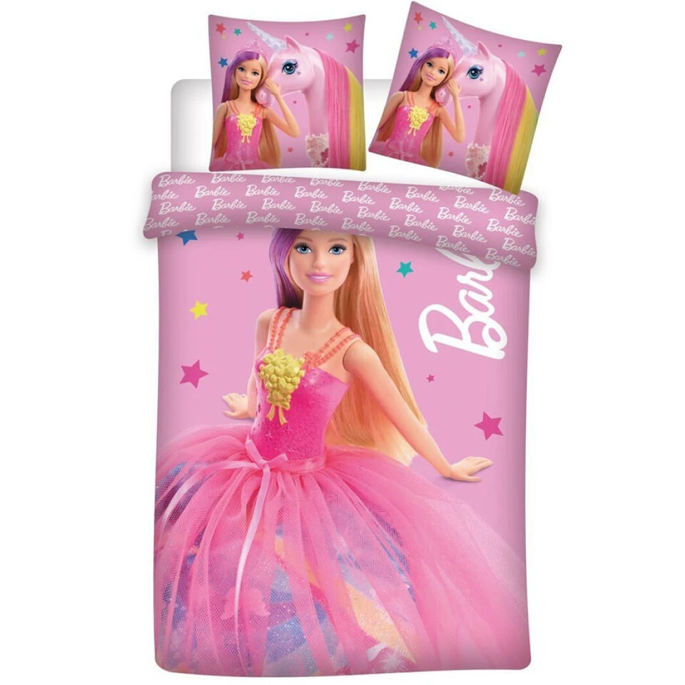 Barbie Dekbedovertrek Unicorn Princess - 140 X 200 + 65 X 65 Cm - Katoen 3 Barbie Dekbedovertrek Unicorn Princess - 140 X 200 + 65 X 65 Cm - Katoen