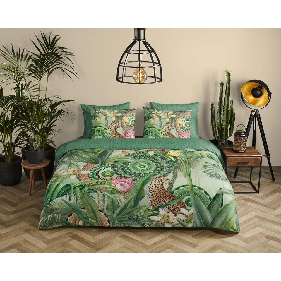 HIP Dekbedovertrek "Abhita" - Groen - (200x220 Cm) 4 HIP Dekbedovertrek "Abhita" - Groen - (200x220 Cm) - Afbeelding 2