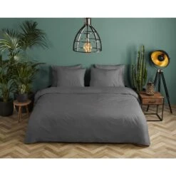 HIP Dekbedovertrek "" - Antraciet - (240x220 Cm) -Knusse Nacht 1000096059 0101