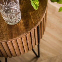 Nachtkastje Industrieel Hans Mangohout 1 Lade Rond 40x40x60 Cm Mangohout -Knusse Nacht 1000098607 0103